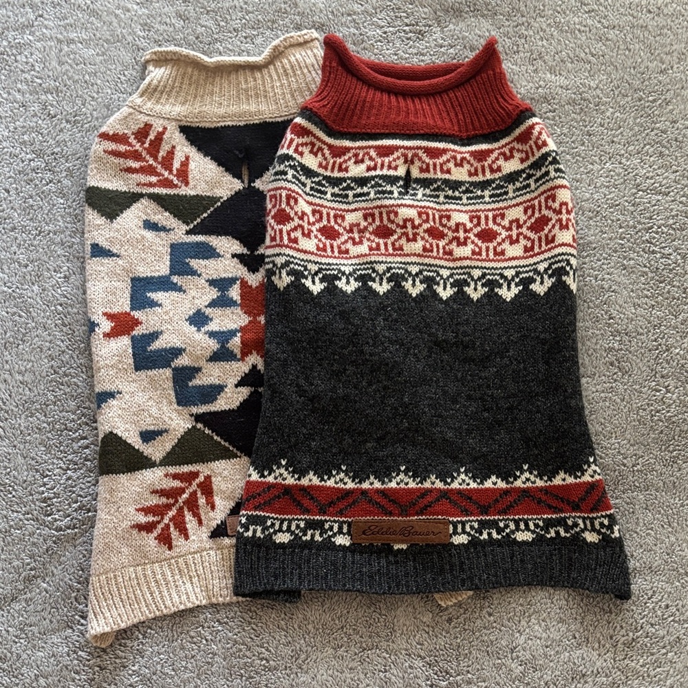 Eddie Bauer Red and Black Dog Sweaters